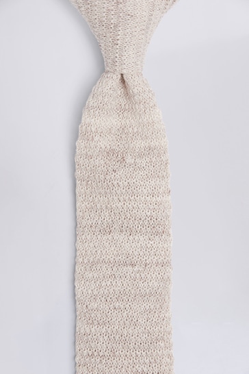 MOSS Latte Melange Knitted Linen Tie