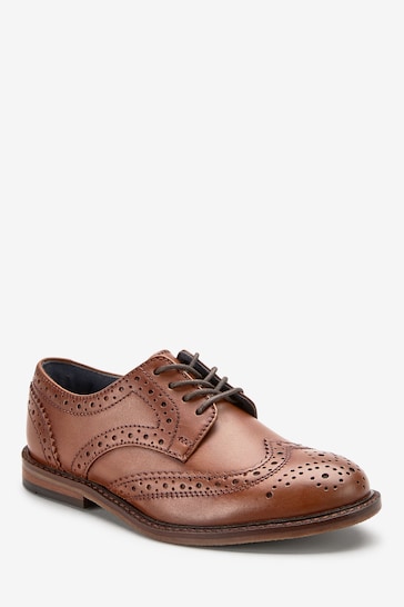 Tan Brown Wide Fit (G) Leather Brogues