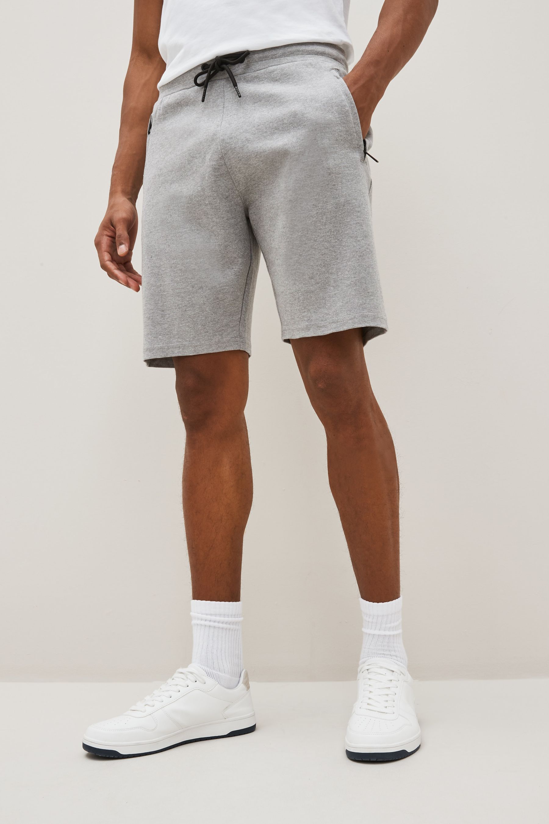 Navy Blue Grey 2 Pack Straight Zip Pocket Jersey Shorts