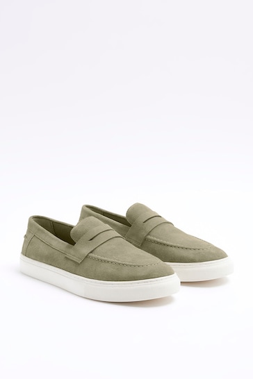 River Island Green Suede Loafers