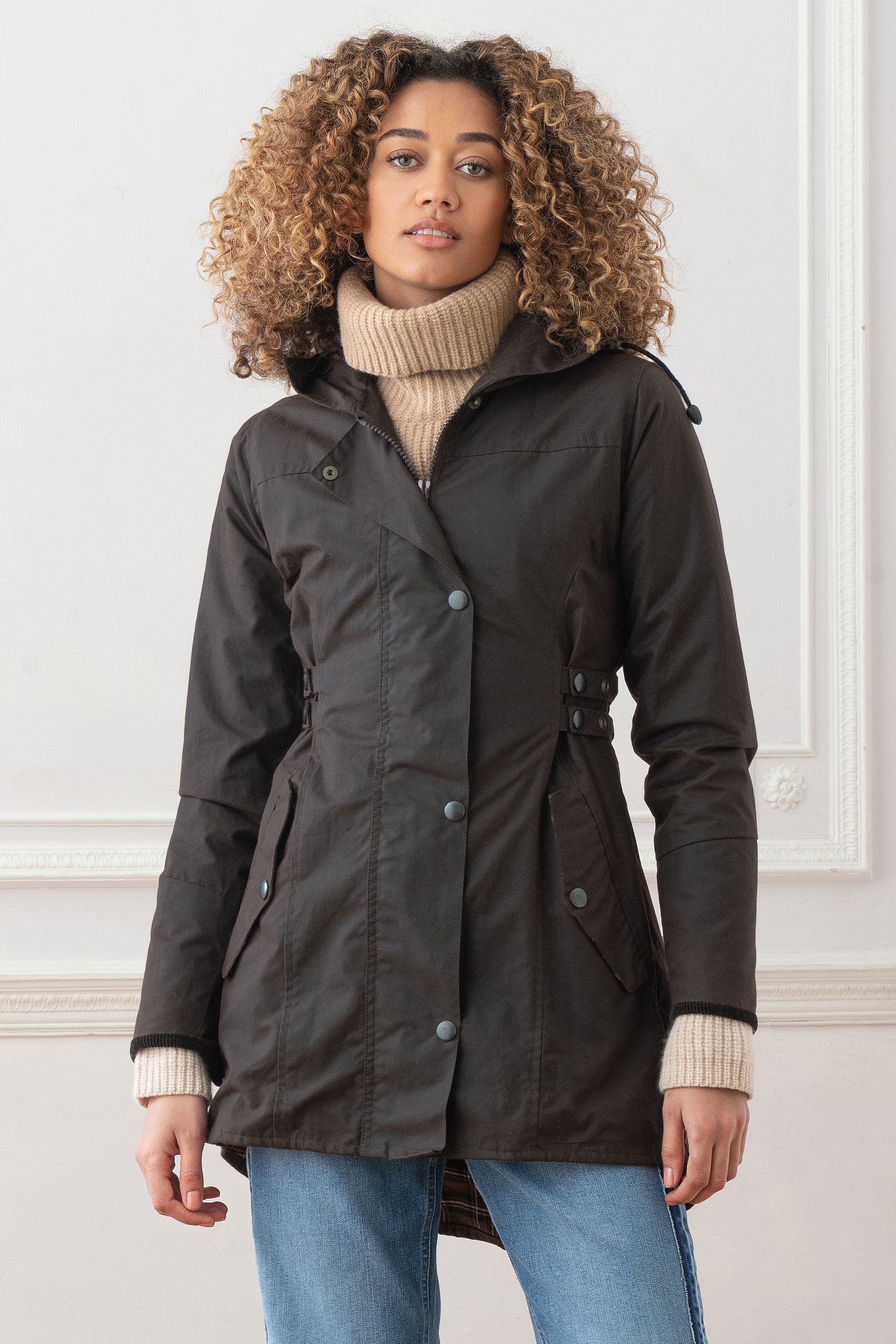 Ladies long waxed riding deals coat