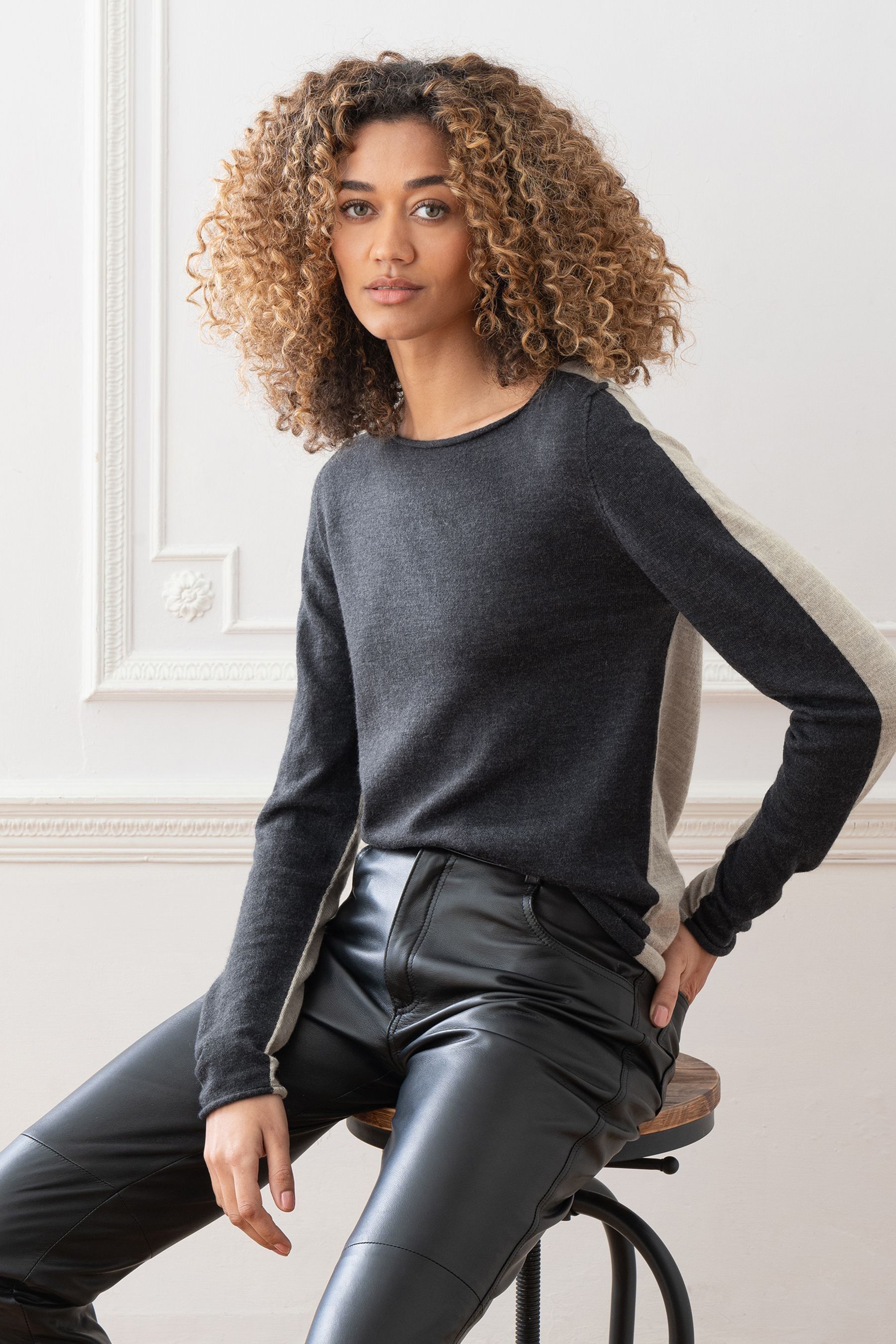 Buy Celtic Co Grey Fine Knit Merino Crew Neck Jumper from the