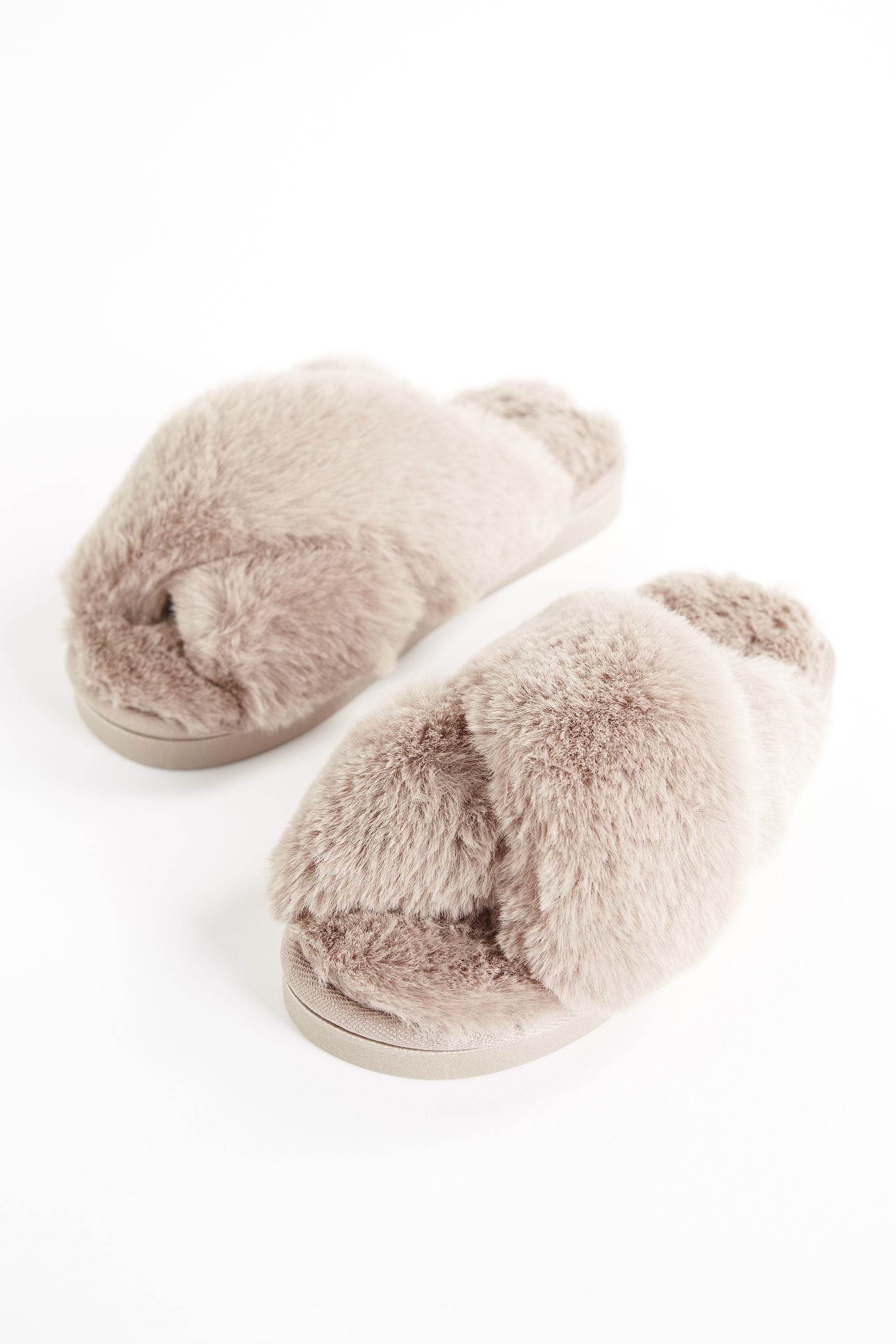 Buy F F Brown Faux Fur Crossover Chunky Slippers from the Next UK