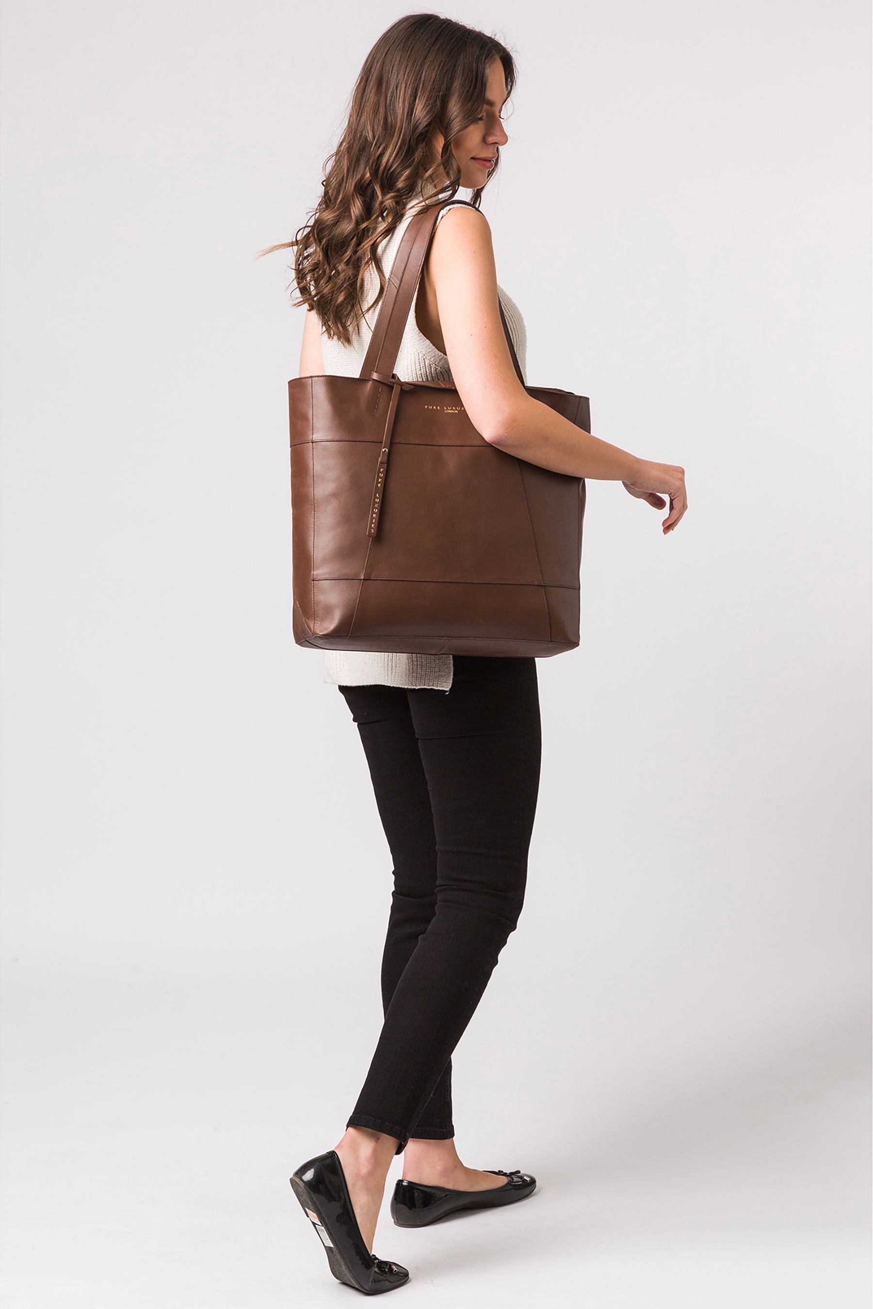 Vegetable tanned leather tote top