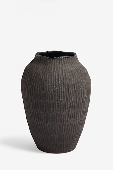 Black Carved Texture Ceramic Vase