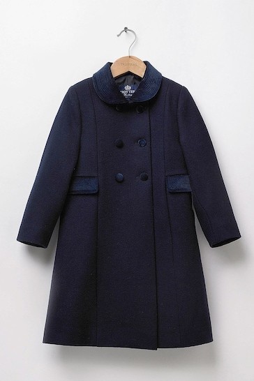 Trotters London Blue Wool Classic Coat