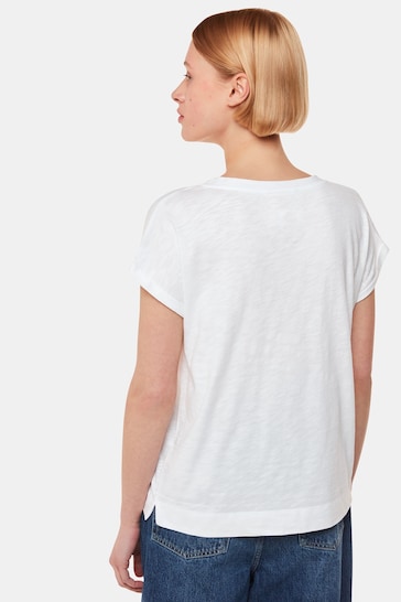 Whistles Willa White V-Neck Cap Sleeve T-Shirt