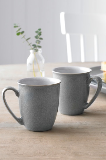 Denby Set of 4 Light Grey Elements Coffee Mugs Set