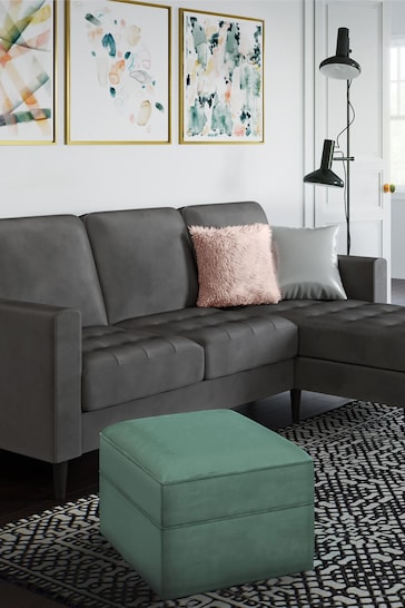 CosmoLiving Charcoal Grey Strummer Velvet Sectional Sofa