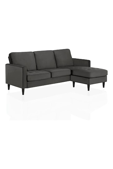 CosmoLiving Charcoal Grey Strummer Velvet Sectional Sofa