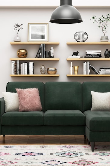 CosmoLiving Green Strummer Velvet Sectional Sofa