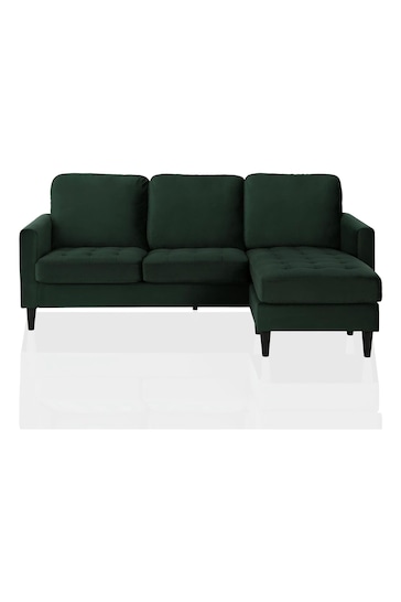 CosmoLiving Green Strummer Velvet Sectional Sofa