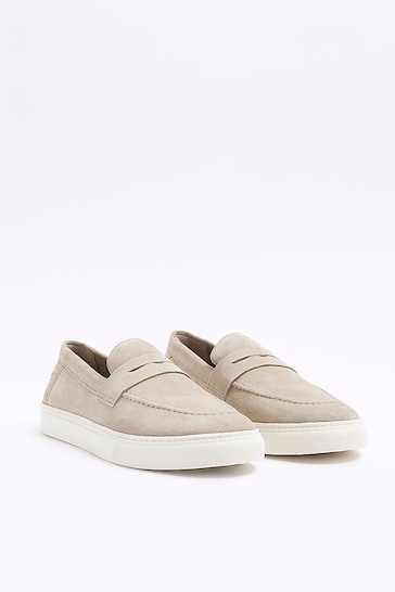 River Island Beige Suede Loafers