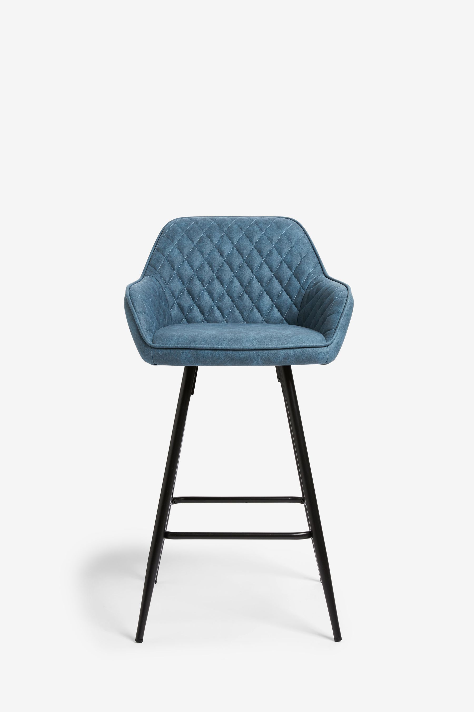 Arona Faux Leather Navy Blue Hamilton Fixed Height Arm Kitchen Bar Stool