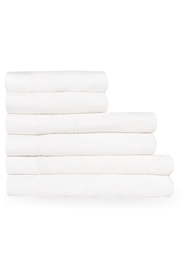 furn. 6 Piece White Textured Towel Bale