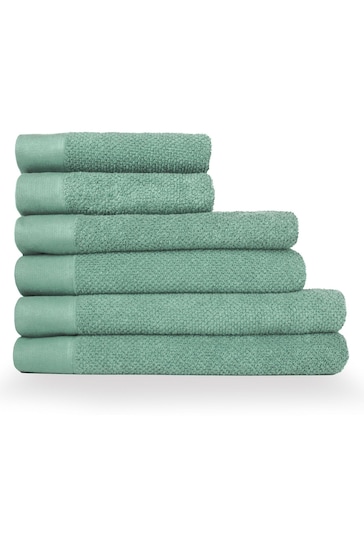 furn. 6 Piece Smoke Green Textured Towel Bale