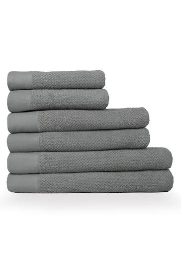furn. 6 Piece Cool Grey Textured Towel Bale