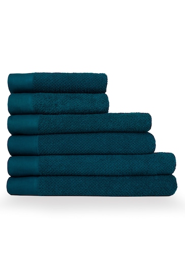 furn. 6 Piece Blue Textured Towel Bale