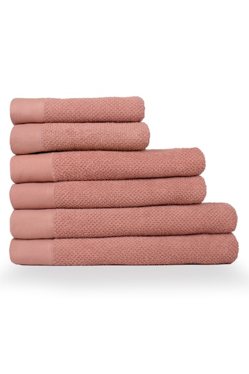 furn. 6 Piece Blush Pink Textured Towel Bale