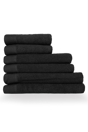 furn. 6 Piece Black Textured Towel Bale