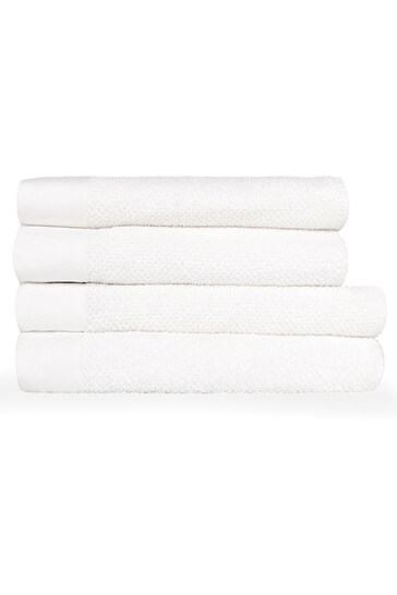 furn. 4 Piece White Textured Towel Bale