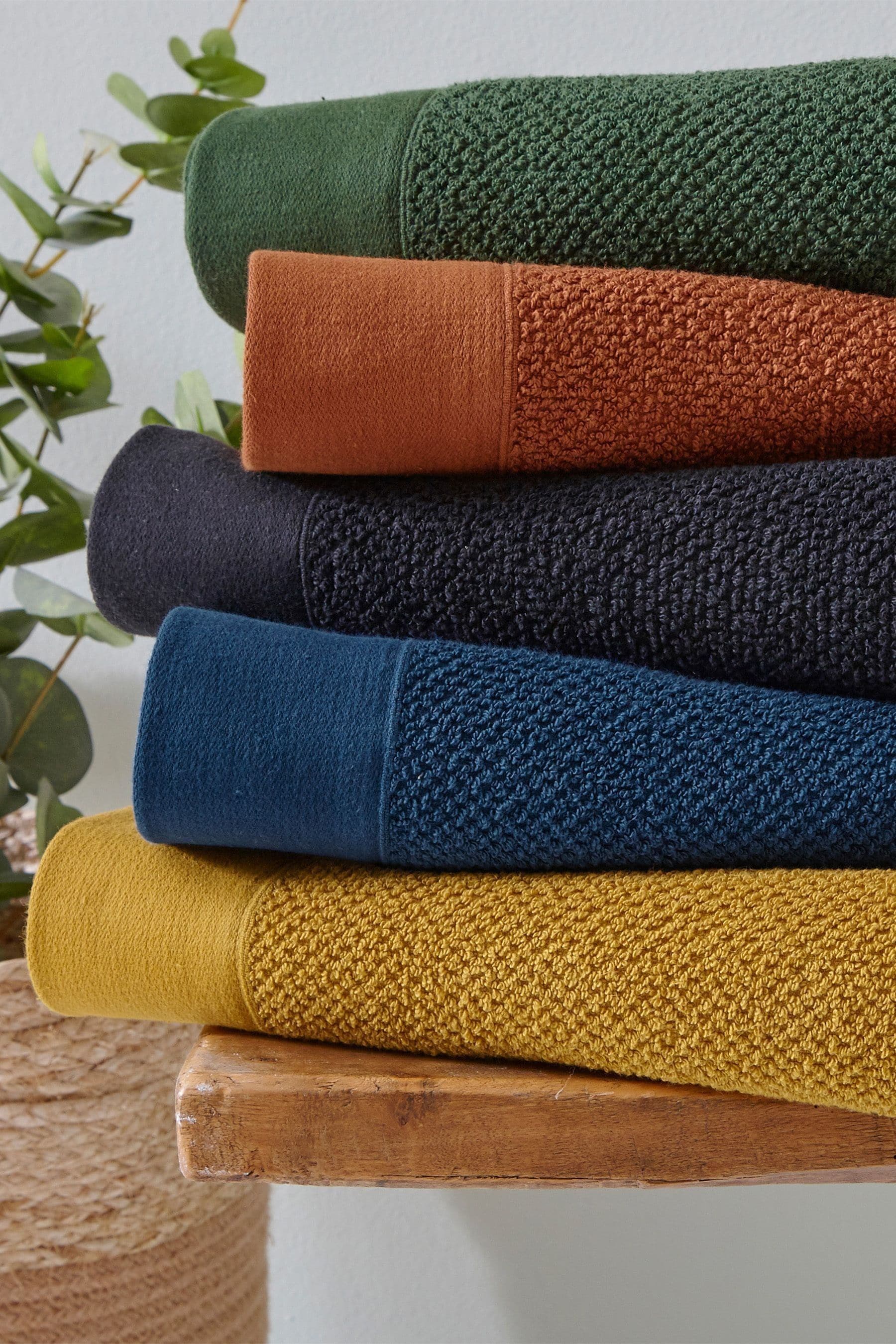 Buy furn. 4 Piece Dark Green Textured Towel Bale from the Next UK