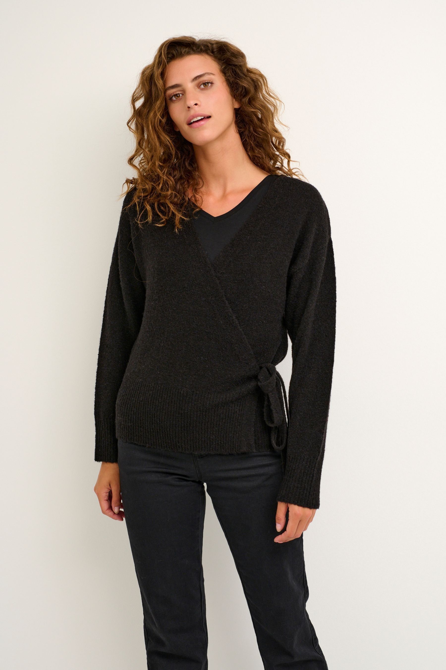Kaffe Wendy Black Wrap Cardigan