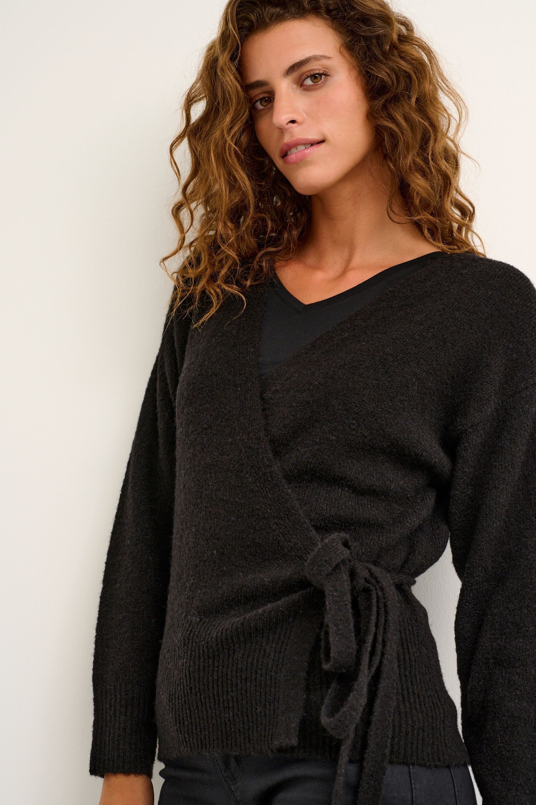 Black wrap cardigan hotsell