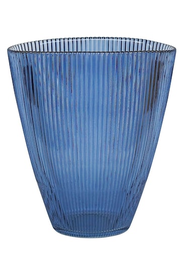 Ivyline Blue Ribbed Vase
