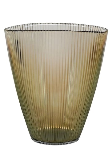 Ivyline Brown Small Ribbed Vase