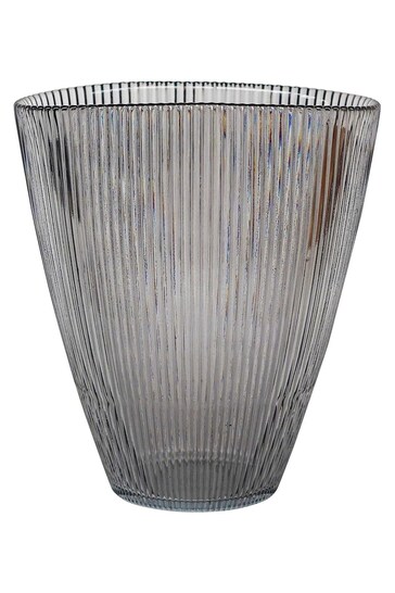 Ivyline Grey Charcoal Ribbed Vase