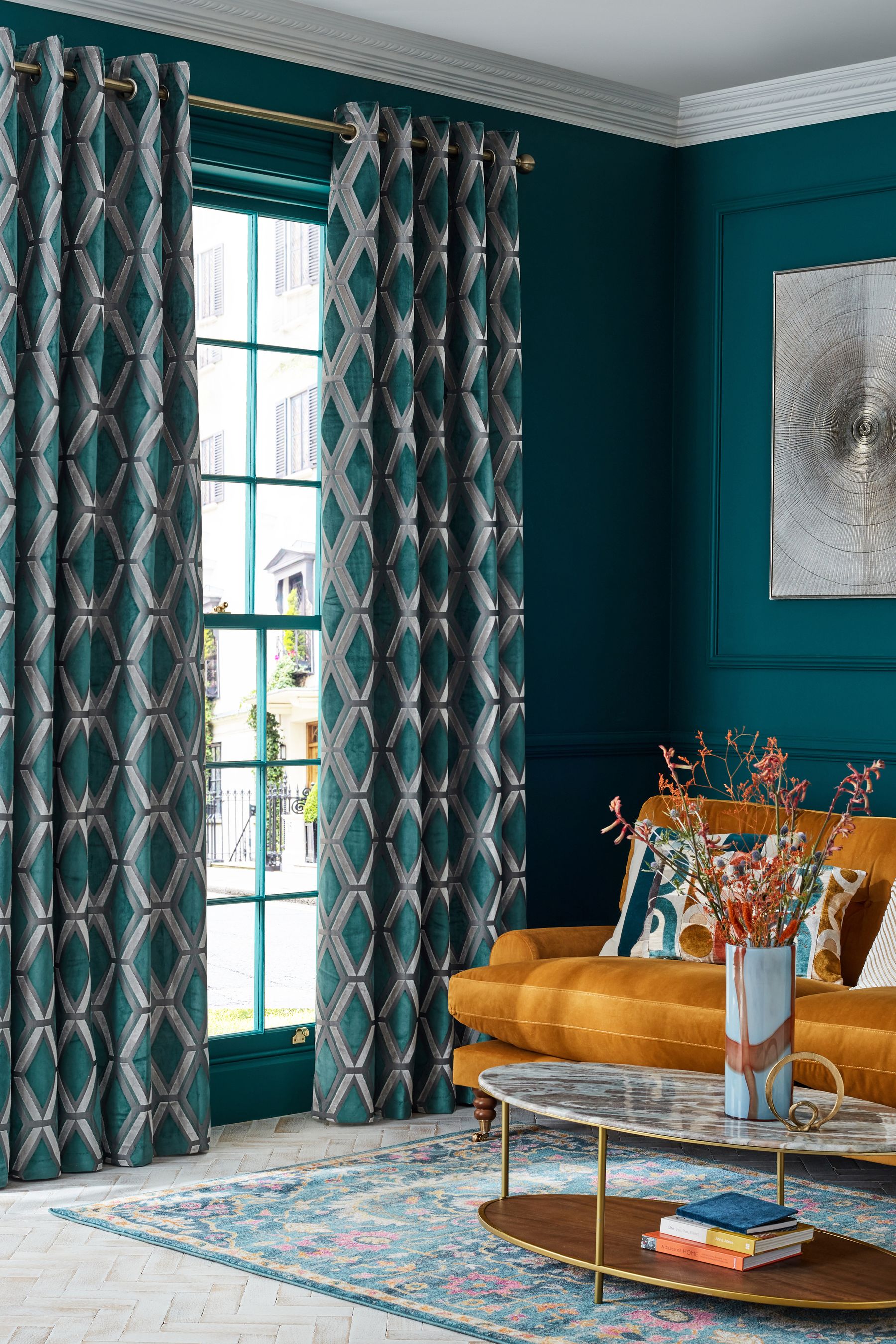 Teal and shop gray curtains