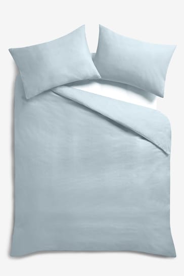 Blue Sky Cotton Rich Plain Duvet Cover and Pillowcase Set