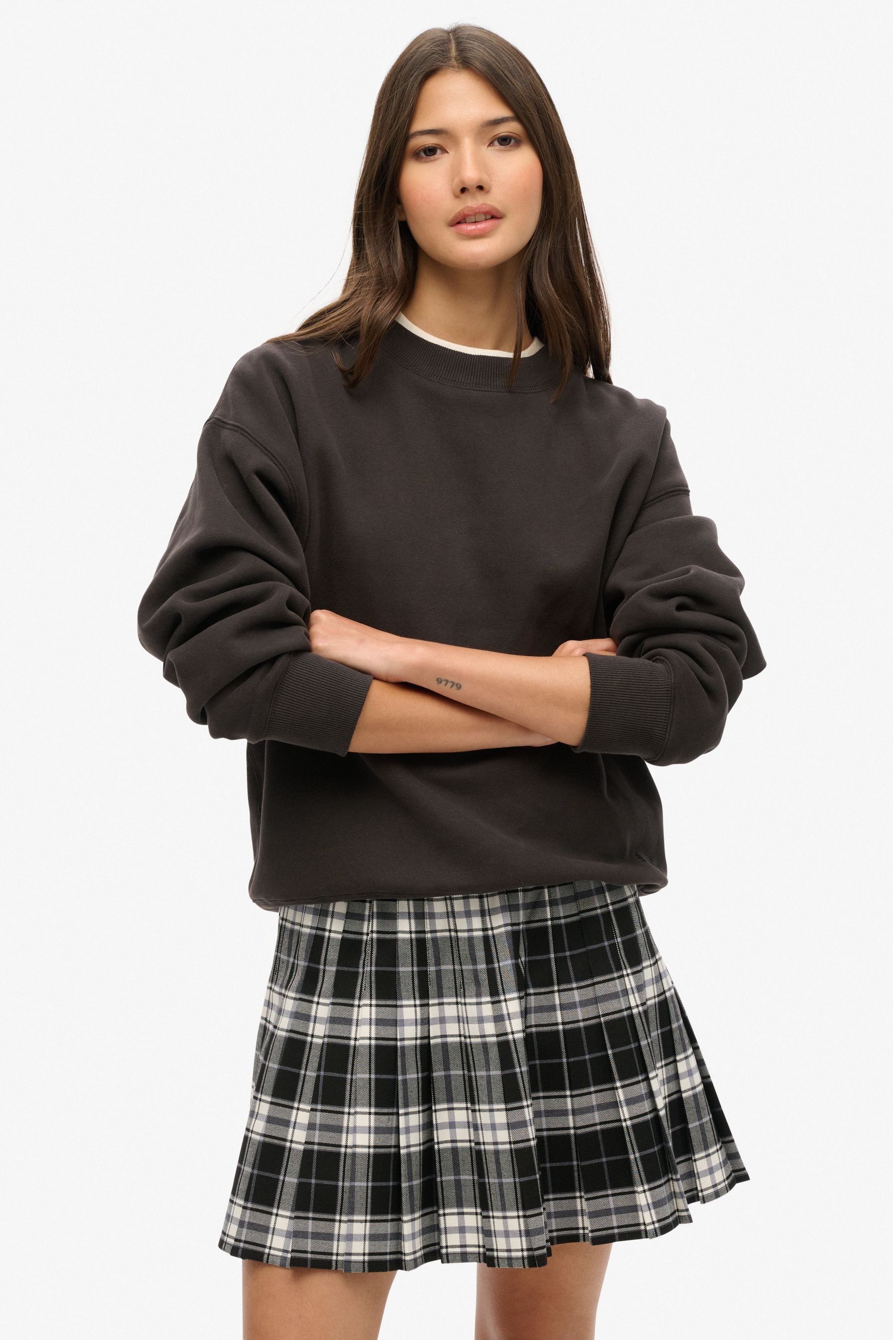 Black checkered tennis skirt clearance