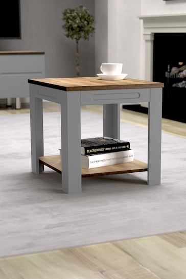 AVF Grey Whitesands Rustic Wood Effect Side Table