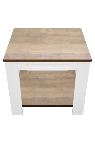 AVF White Whitesands Rustic Wood Effect Side Table