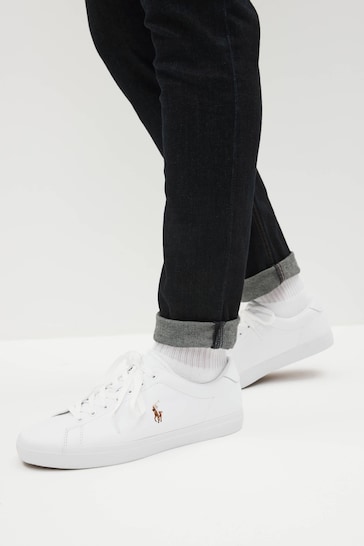 Polo Ralph Lauren White Longwood Leather Logo Trainers