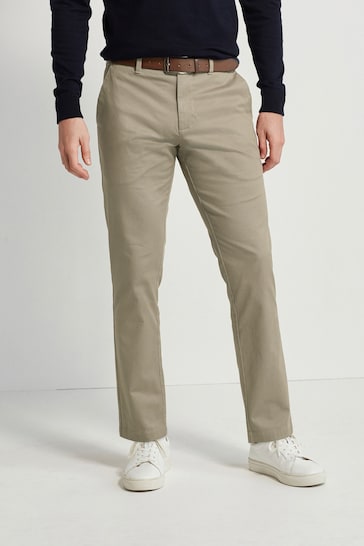 Stone Straight Printed Belted Soft Touch Chino Trousers