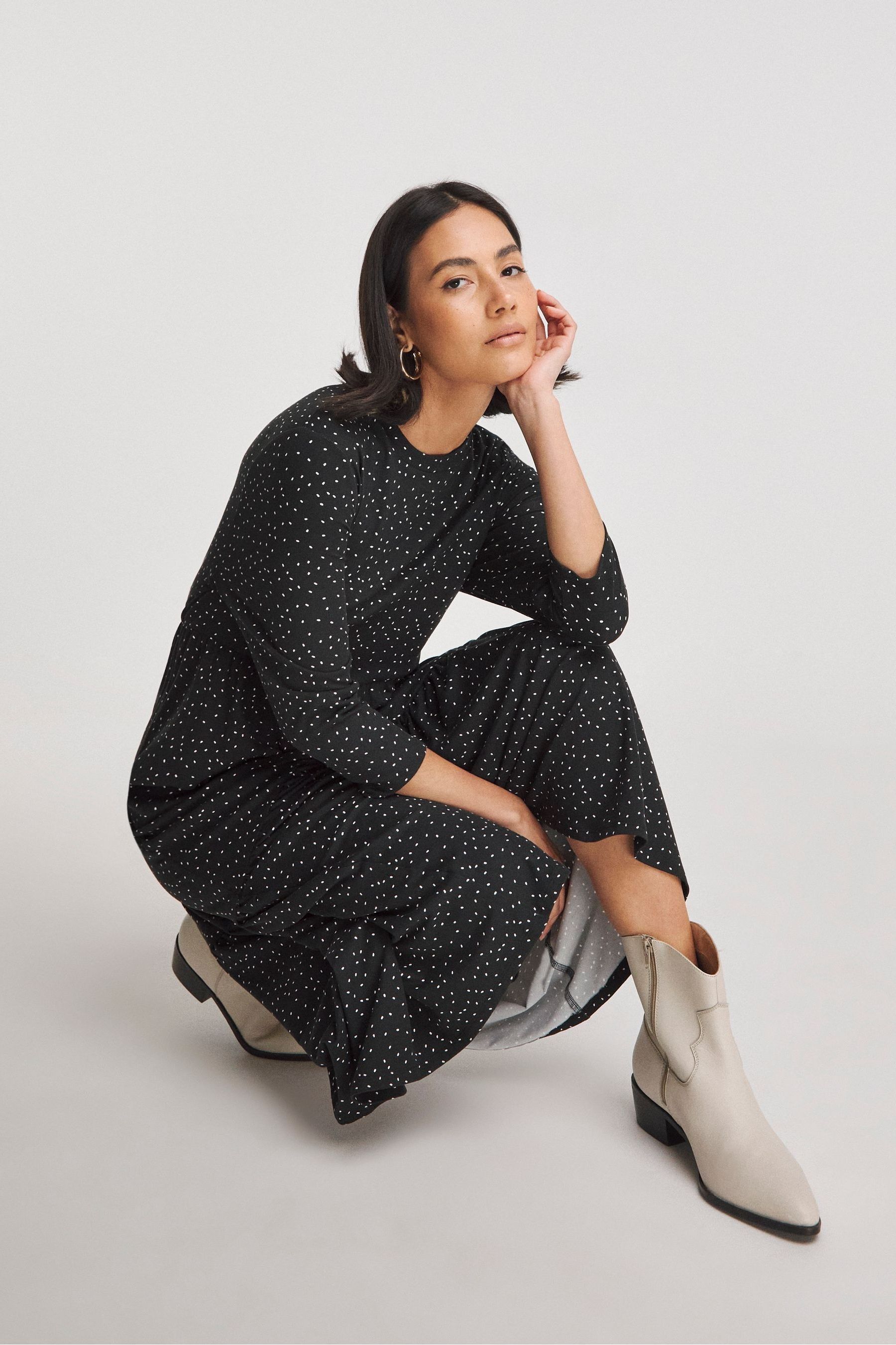 Fashion union low back midi deals dress in spot