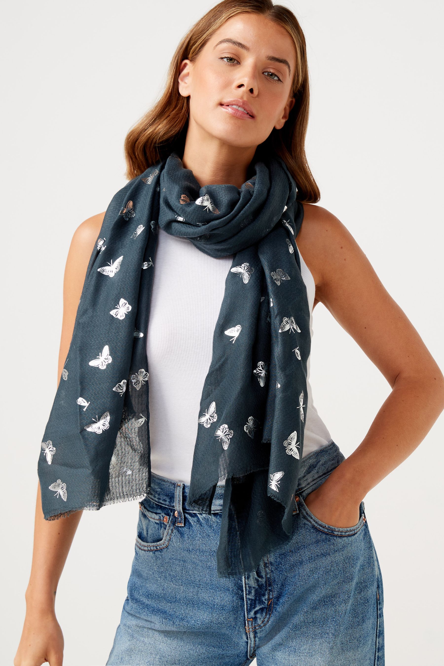 Scarf cheap with butterflies