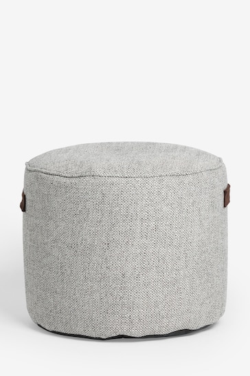 Dove Grey Chunky Weave Pouffe With Handles