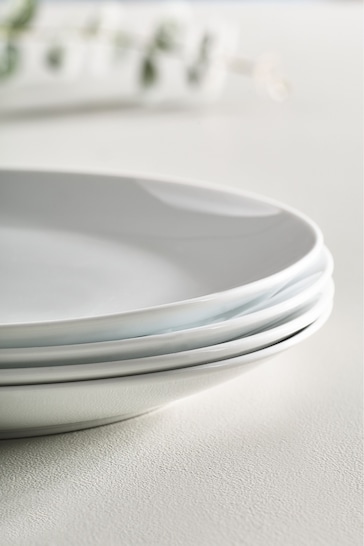 White Nova Dinnerware Set of 4 Dinner Plates