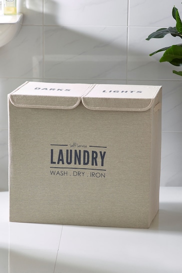 Natural Slogan Fabric Sorter Laundry Basket
