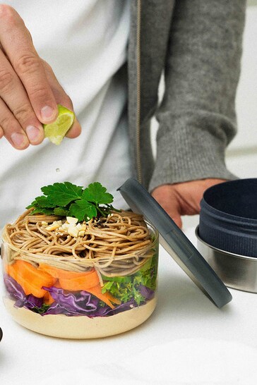 Black & Blum Blue Slate Glass Lunch Bowl