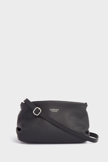 OSPREY LONDON The Carina Shrug Italian Leather Midnight Pearl Midnight Handbag