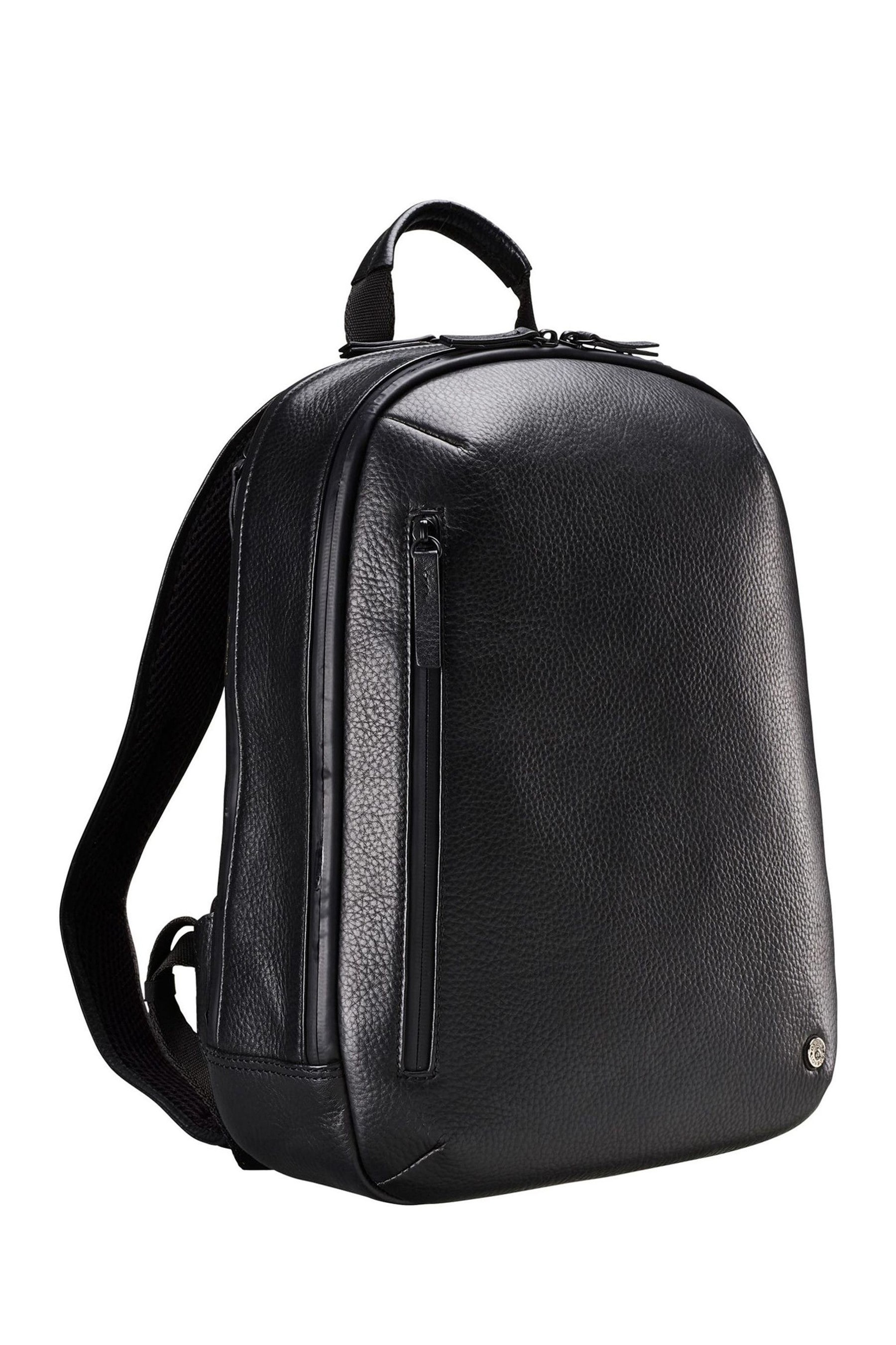 OSPREY LONDON Black Grainy Hide Leather Vince Backpack