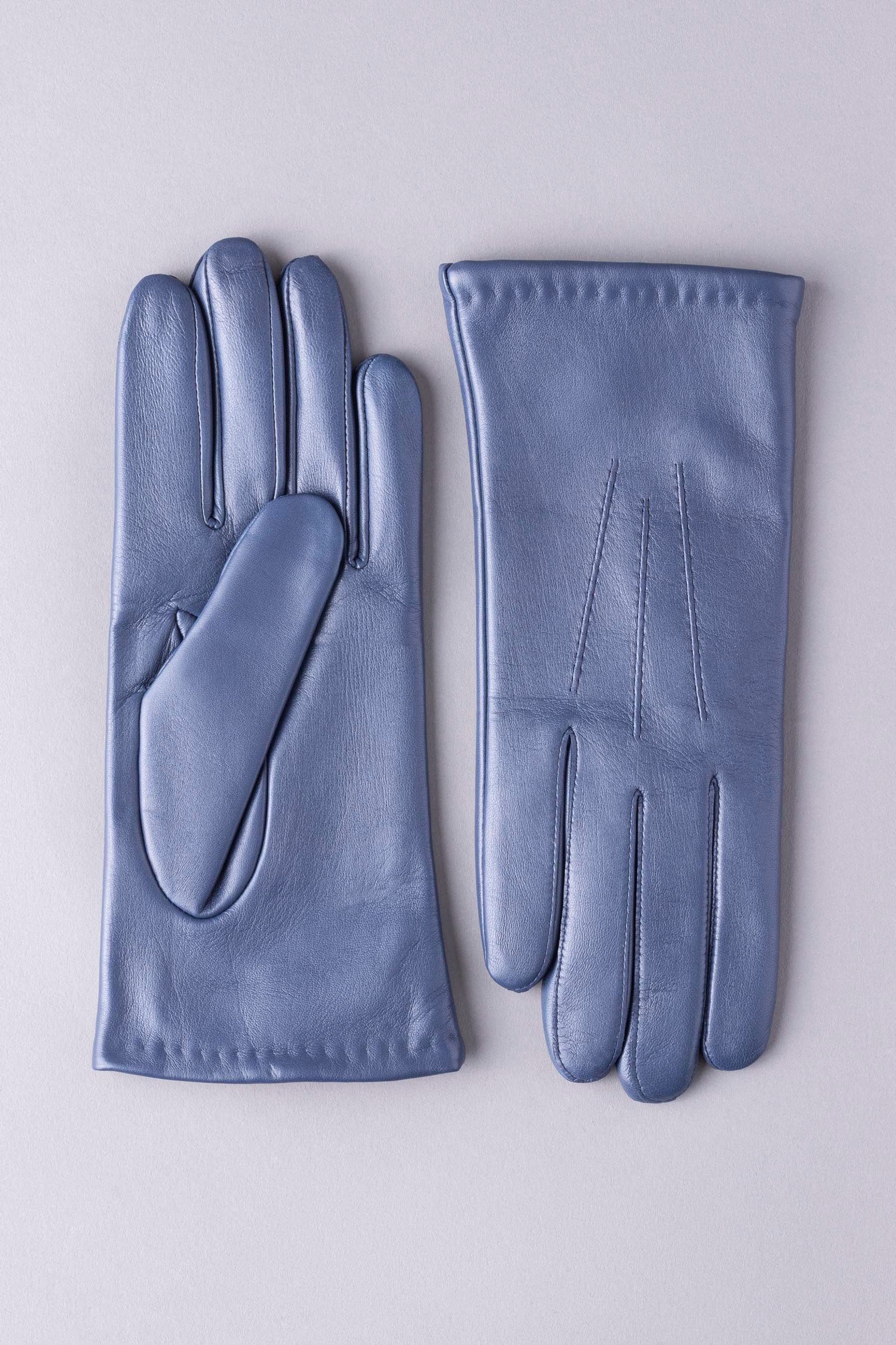 Light blue leather gloves deals