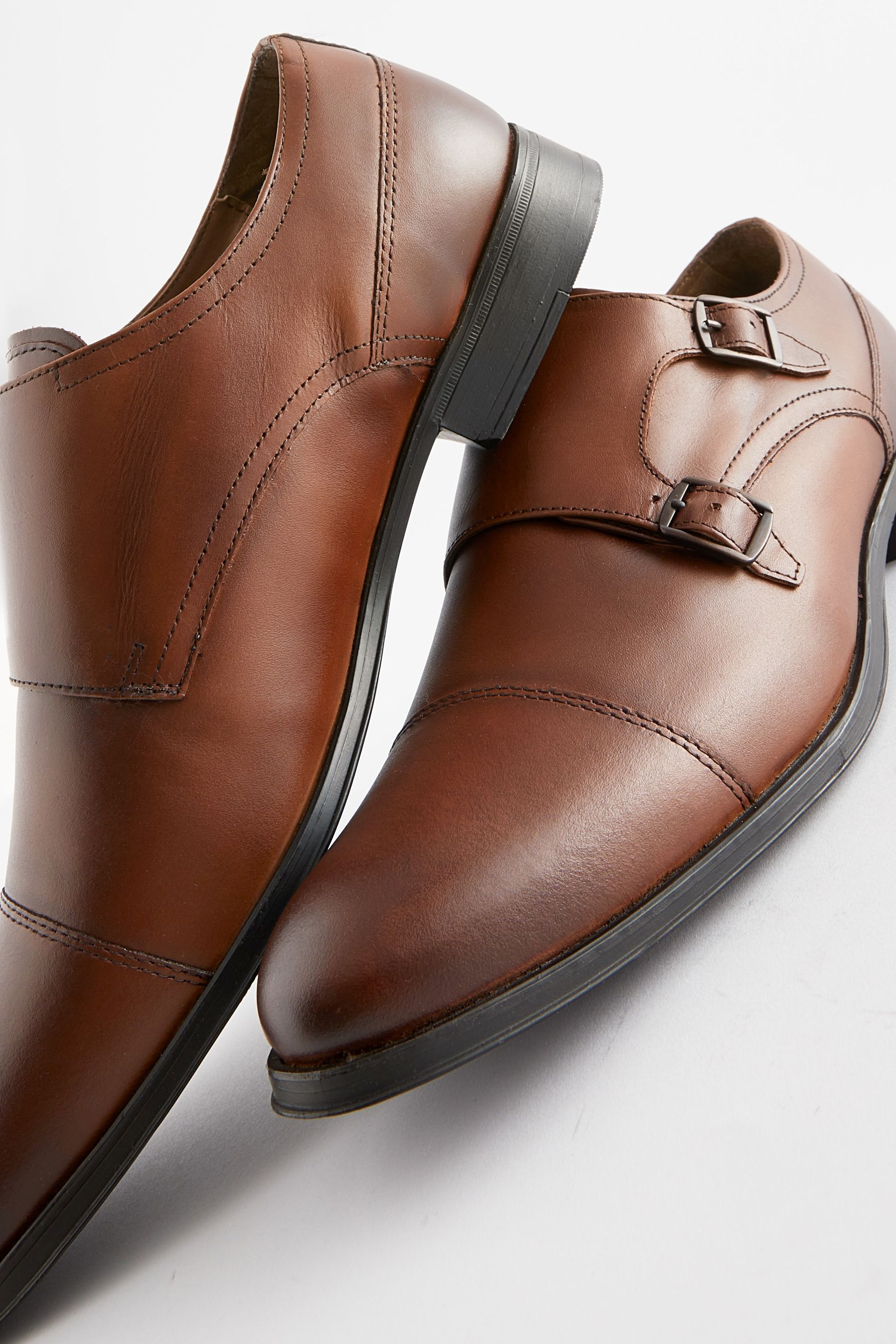 Buy Tan Brown Leather Double Monk Shoes from the Next UK online shop