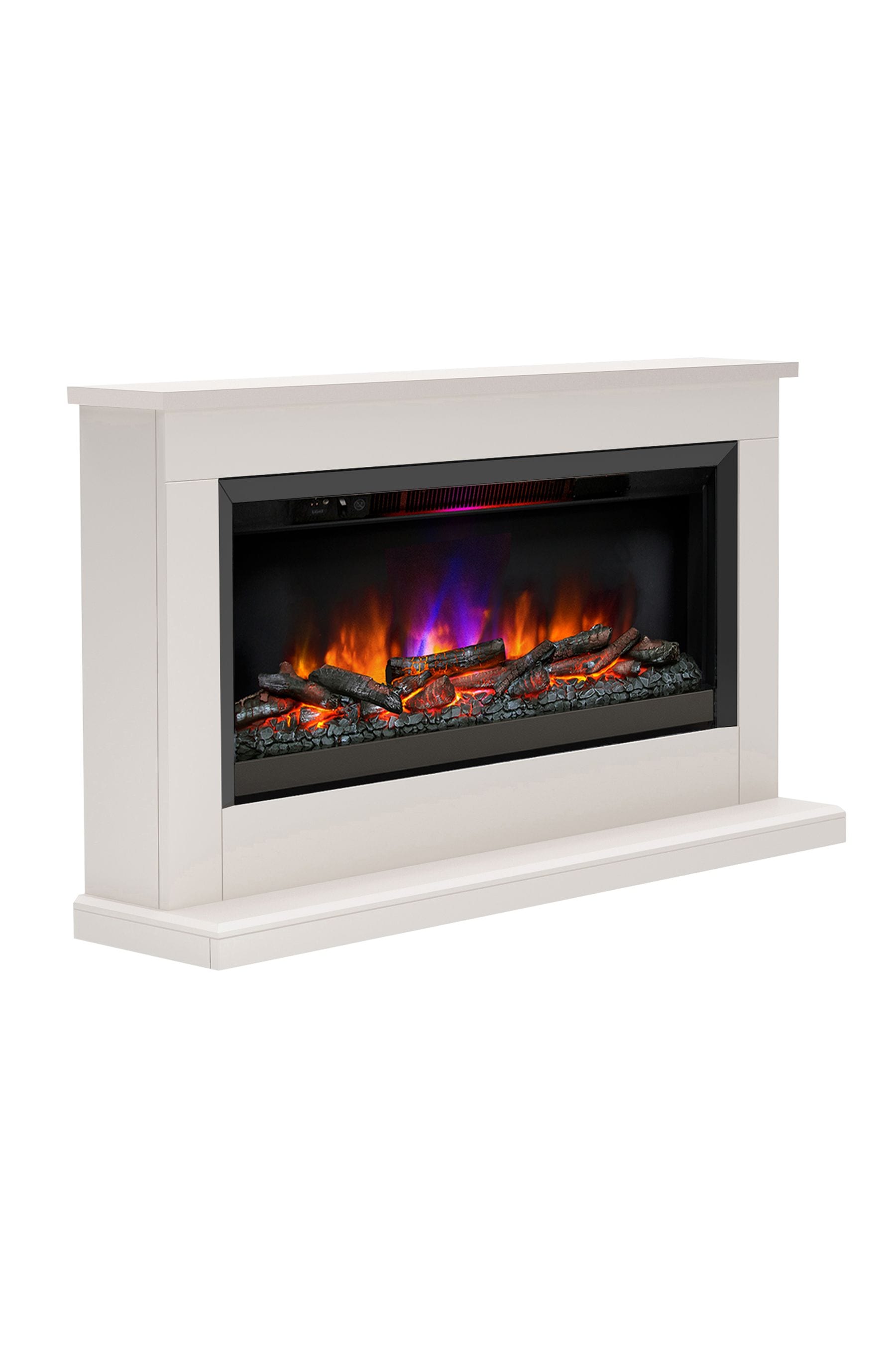 Brown corner top electric fireplace