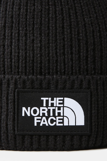 The North Face Black Kids Box Logo Cuffed Beanie